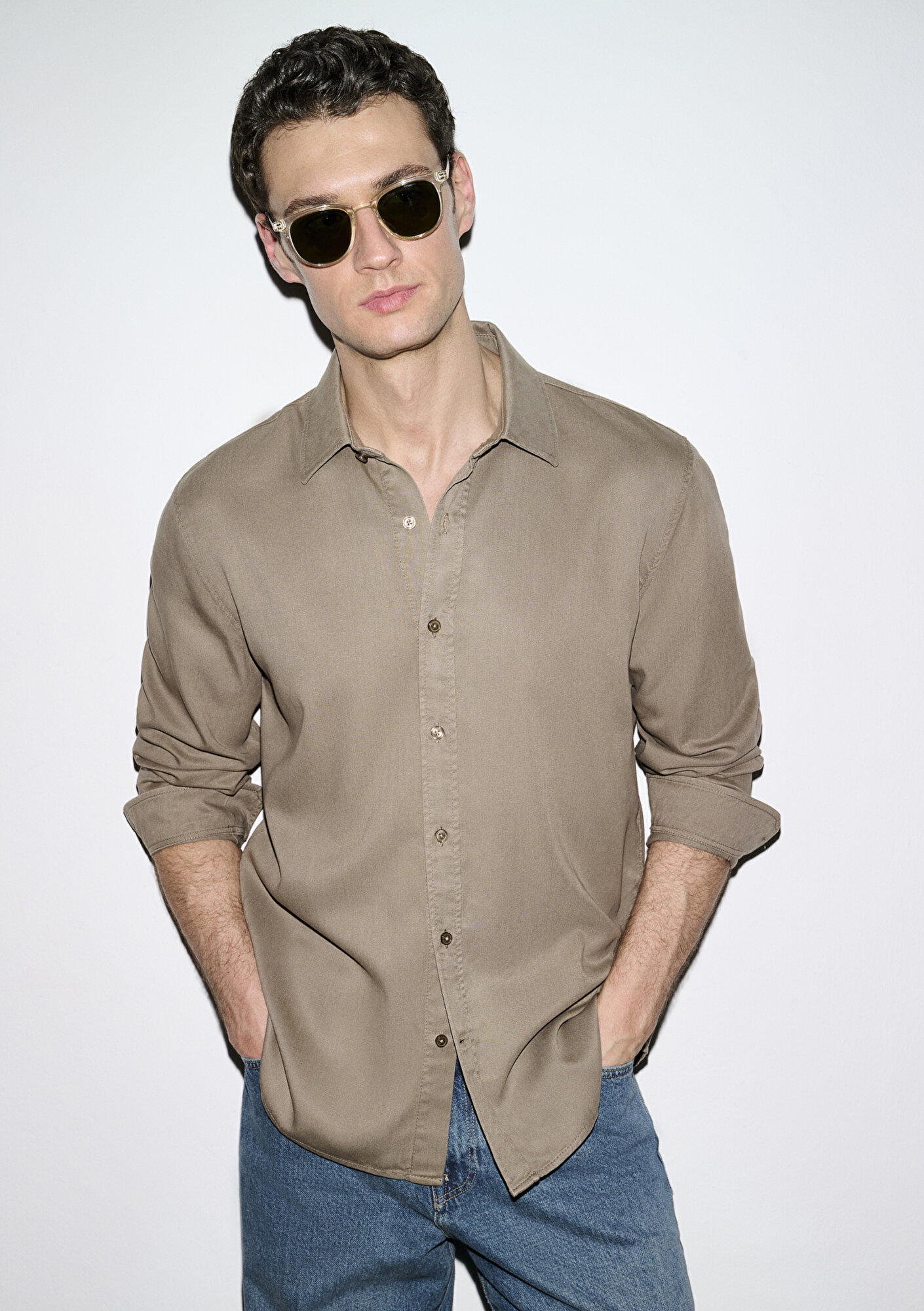  Mavi Kahverengi (TENCEL™) Gömlek Regular Fit / Normal Kesim 0210818-83866