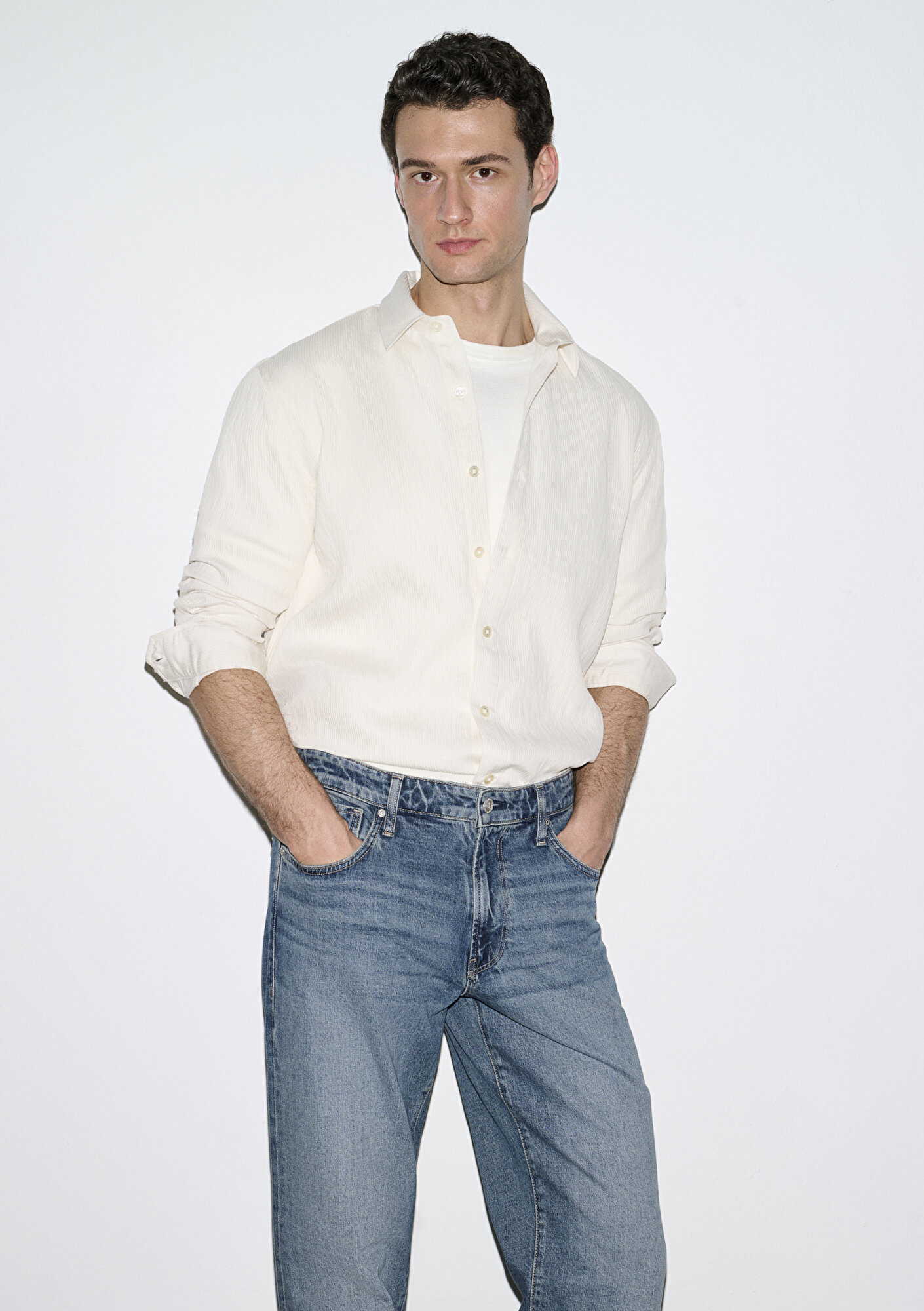  Mavi Ekru Gömlek Regular Fit / Normal Kesim 0211829-70057