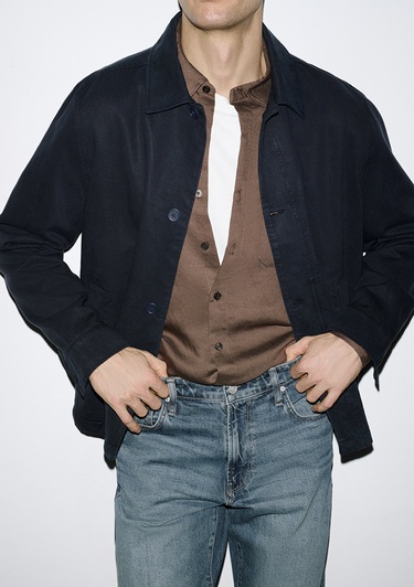  Mavi Lacivert (TENCEL™) Karışımlı Gömlek Loose Fit / Bol Rahat Kesim 0211876-83699