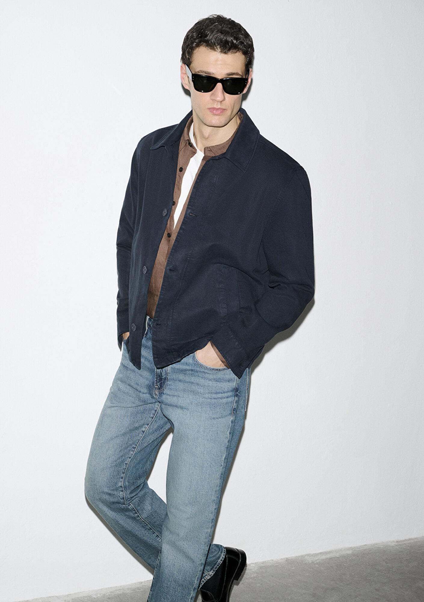  Mavi Lacivert (TENCEL™) Karışımlı Gömlek Loose Fit / Bol Rahat Kesim 0211876-83699