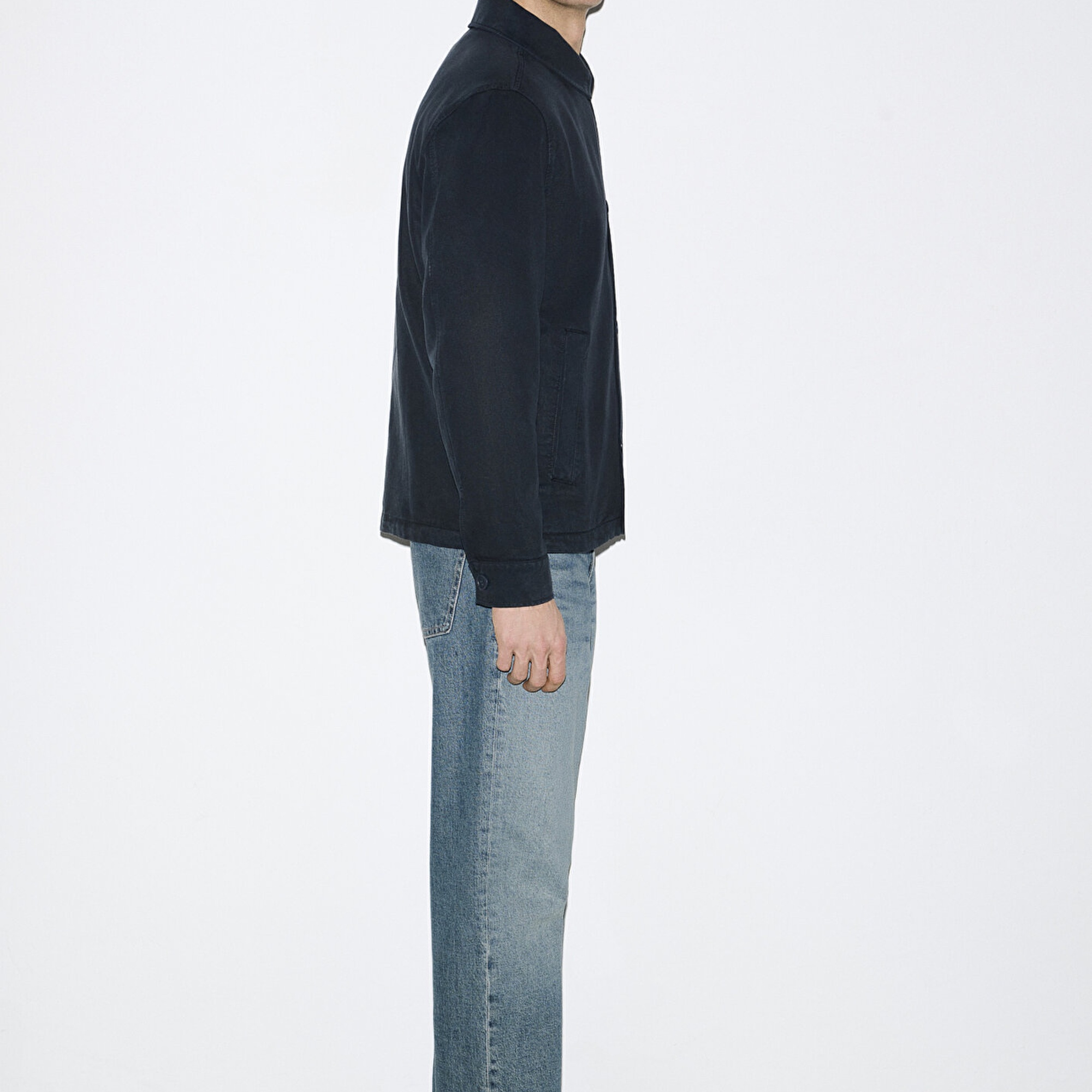 Mavi Lacivert (TENCEL™) Karışımlı Gömlek Loose Fit / Bol Rahat Kesim 0211876-83699