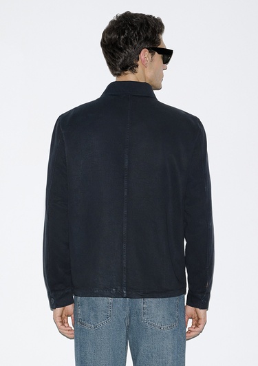  Mavi Lacivert (TENCEL™) Karışımlı Gömlek Loose Fit / Bol Rahat Kesim 0211876-83699