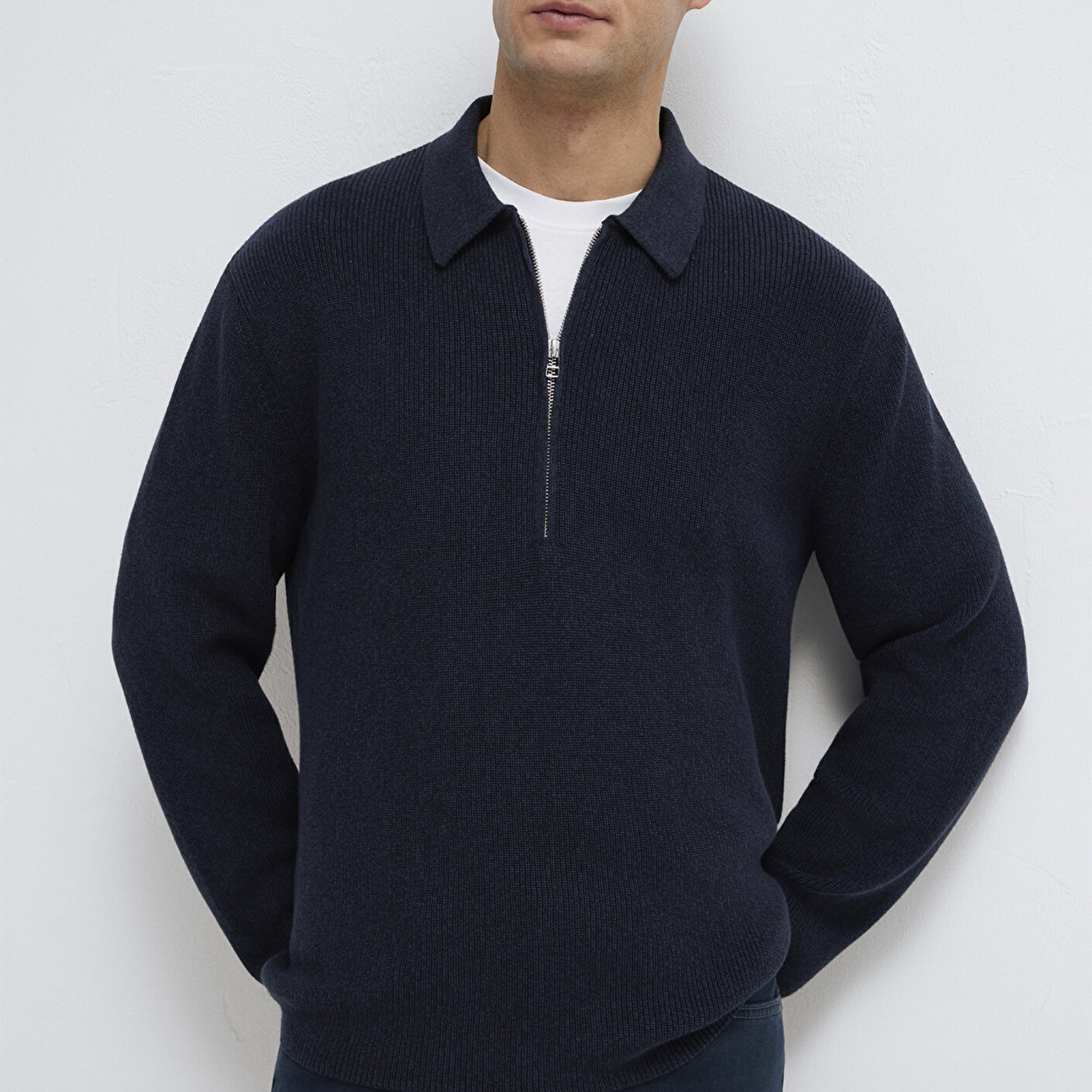 Mavi Yarı Fermuarlı Lacivert Kazak Regular Fit / Normal Kesim 0710395-83699