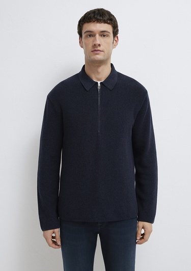  Mavi Yarı Fermuarlı Lacivert Kazak Regular Fit / Normal Kesim 0710395-83699