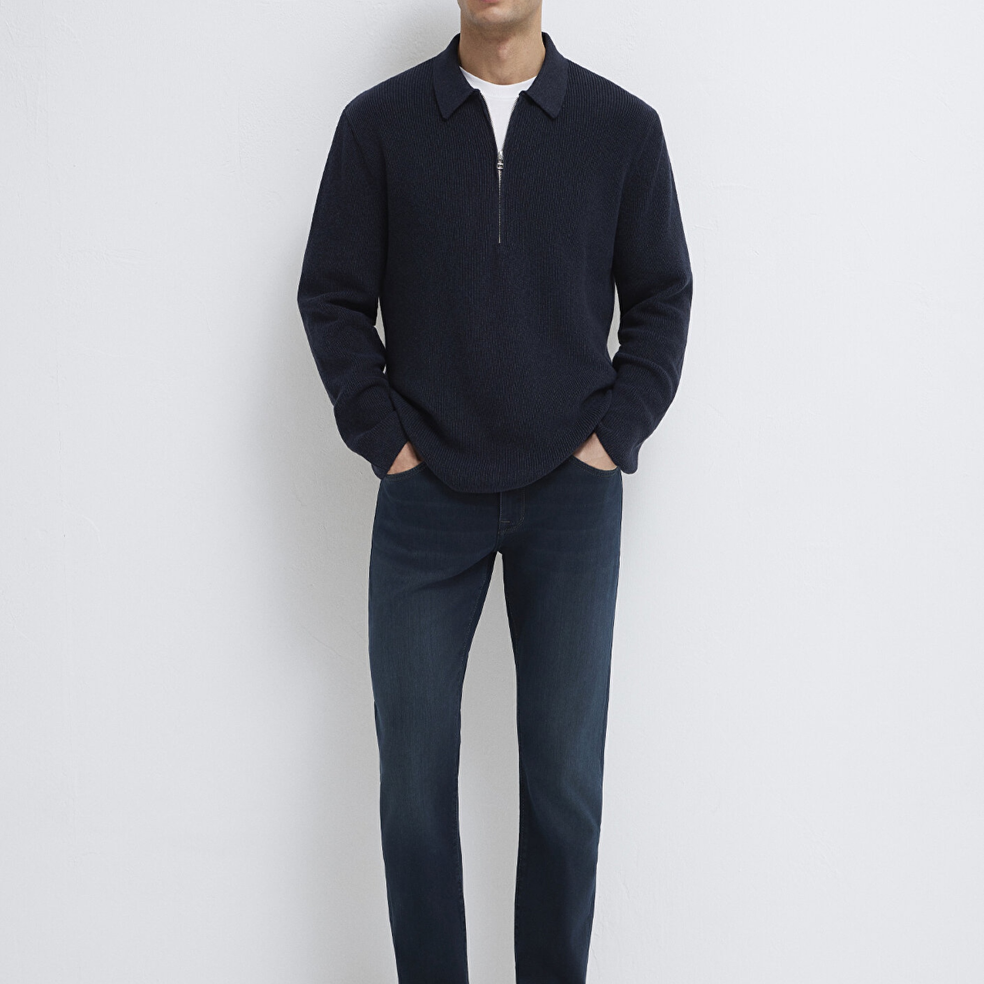 Mavi Yarı Fermuarlı Lacivert Kazak Regular Fit / Normal Kesim 0710395-83699