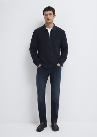  Mavi Yarı Fermuarlı Lacivert Kazak Regular Fit / Normal Kesim 0710395-83699