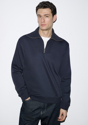  Mavi Yarı Fermuarlı Lacivert Sweatshirt 0S10539-83699