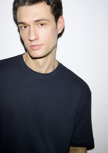  Mavi Lacivert Basic Tişört Loose Fit / Bol Rahat Kesim 0613168-83699