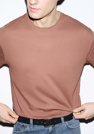  Mavi Kahverengi Basic Tişört Loose Fit / Bol Rahat Kesim 0613168-70250