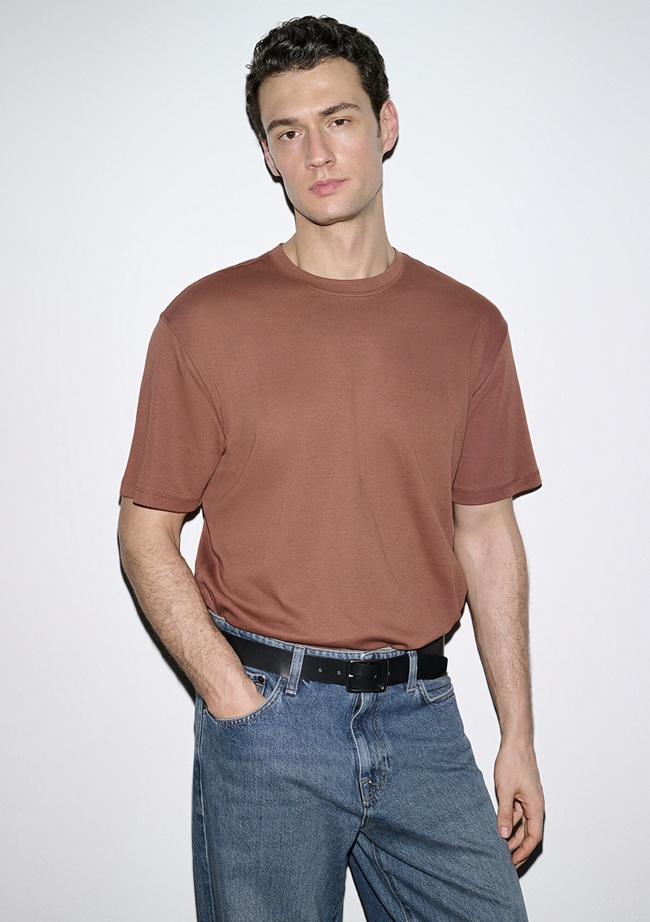  Mavi Kahverengi Basic Tişört Loose Fit / Bol Rahat Kesim 0613168-70250