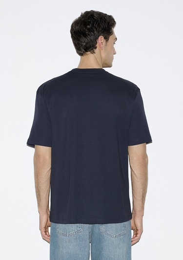  Mavi Lacivert Basic Tişört Loose Fit / Bol Rahat Kesim 0613168-83699