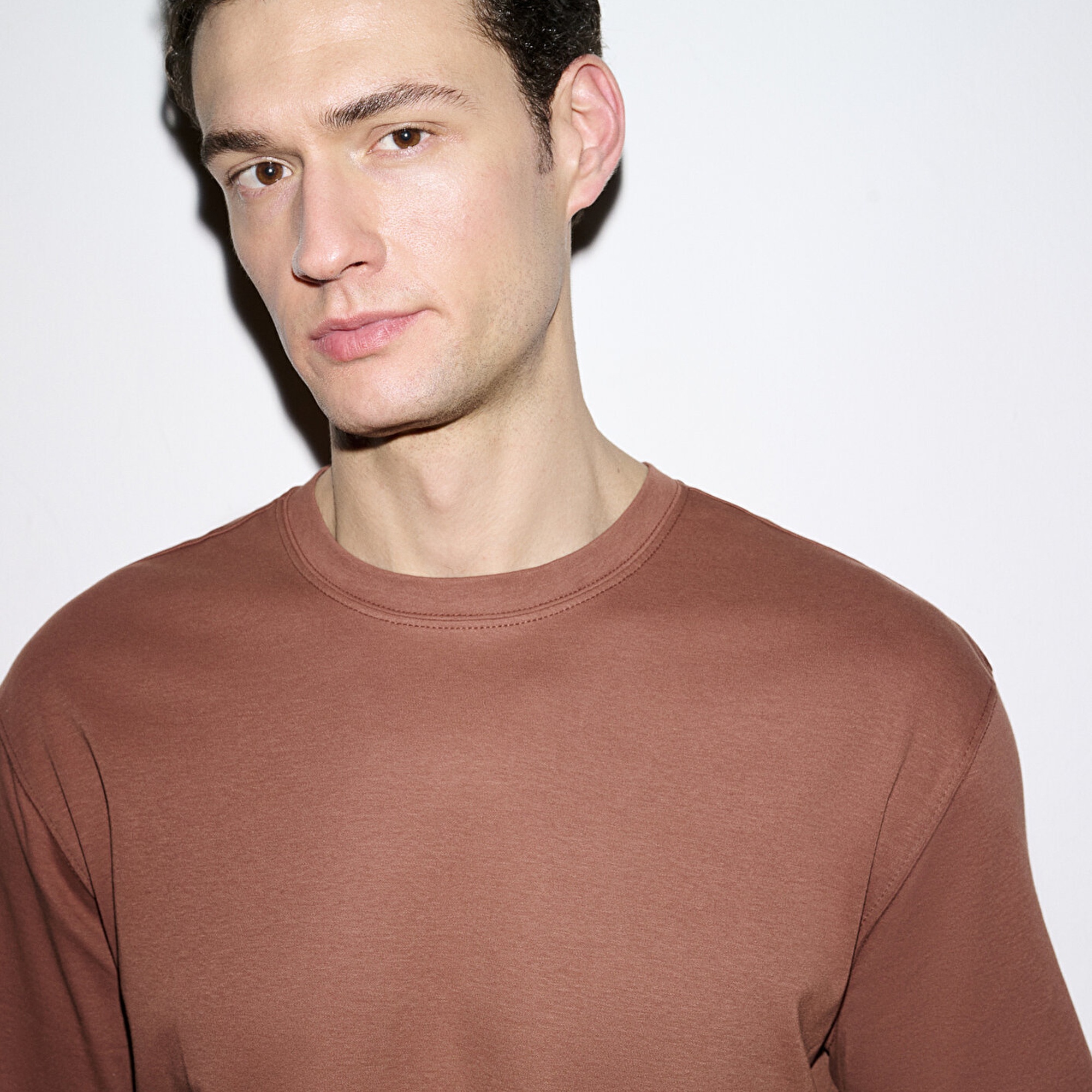 Mavi Kahverengi Basic Tişört Loose Fit / Bol Rahat Kesim 0613168-70250