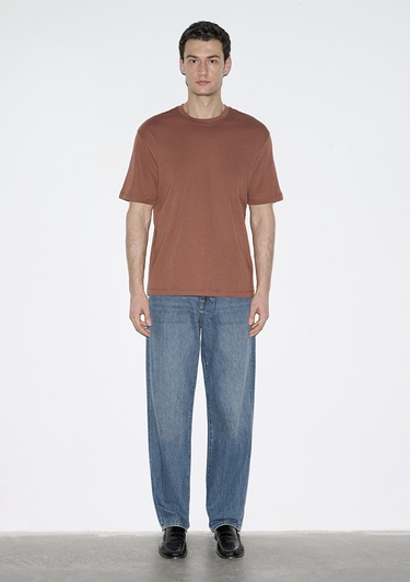  Mavi Kahverengi Basic Tişört Loose Fit / Bol Rahat Kesim 0613168-70250