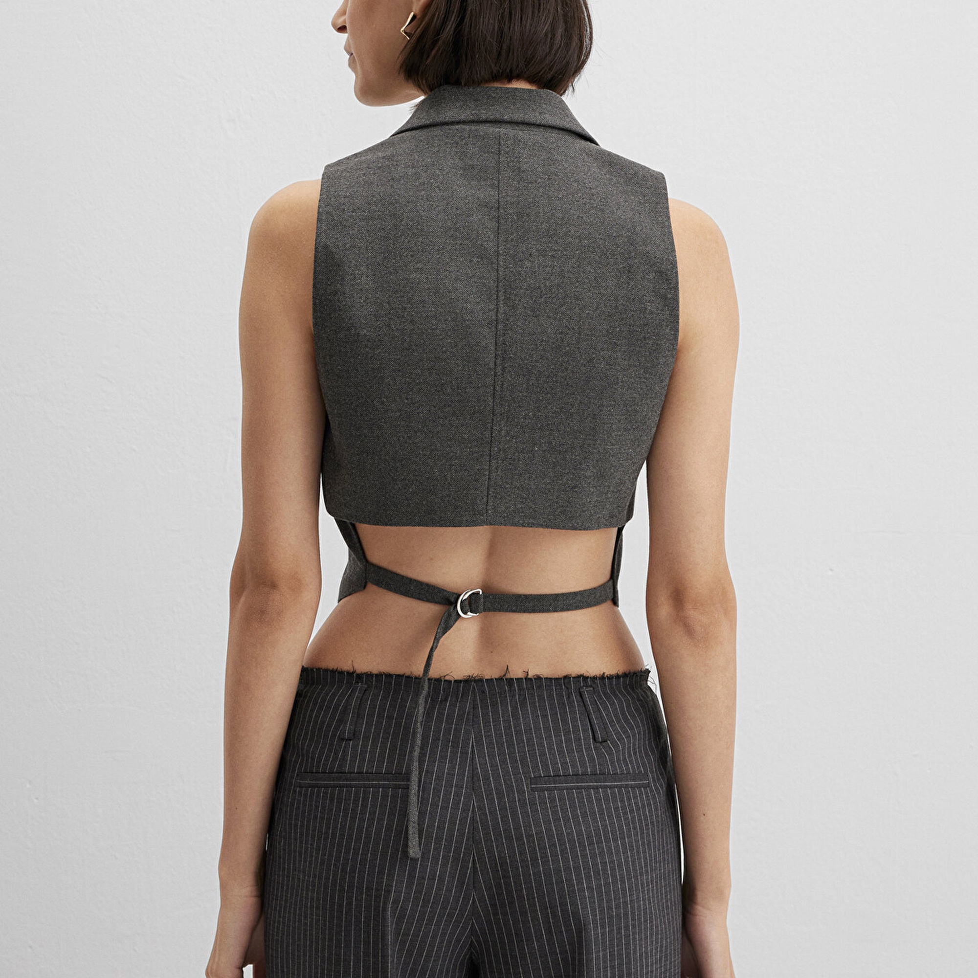 Mavi Yün Karışımlı Antrasit Bluz 1211416-80023