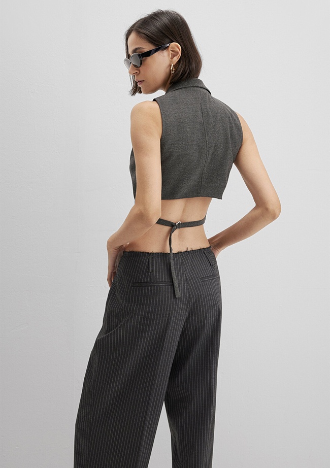  Mavi Yün Karışımlı Antrasit Bluz 1211416-80023