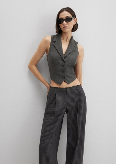  Mavi Yün Karışımlı Antrasit Bluz 1211416-80023