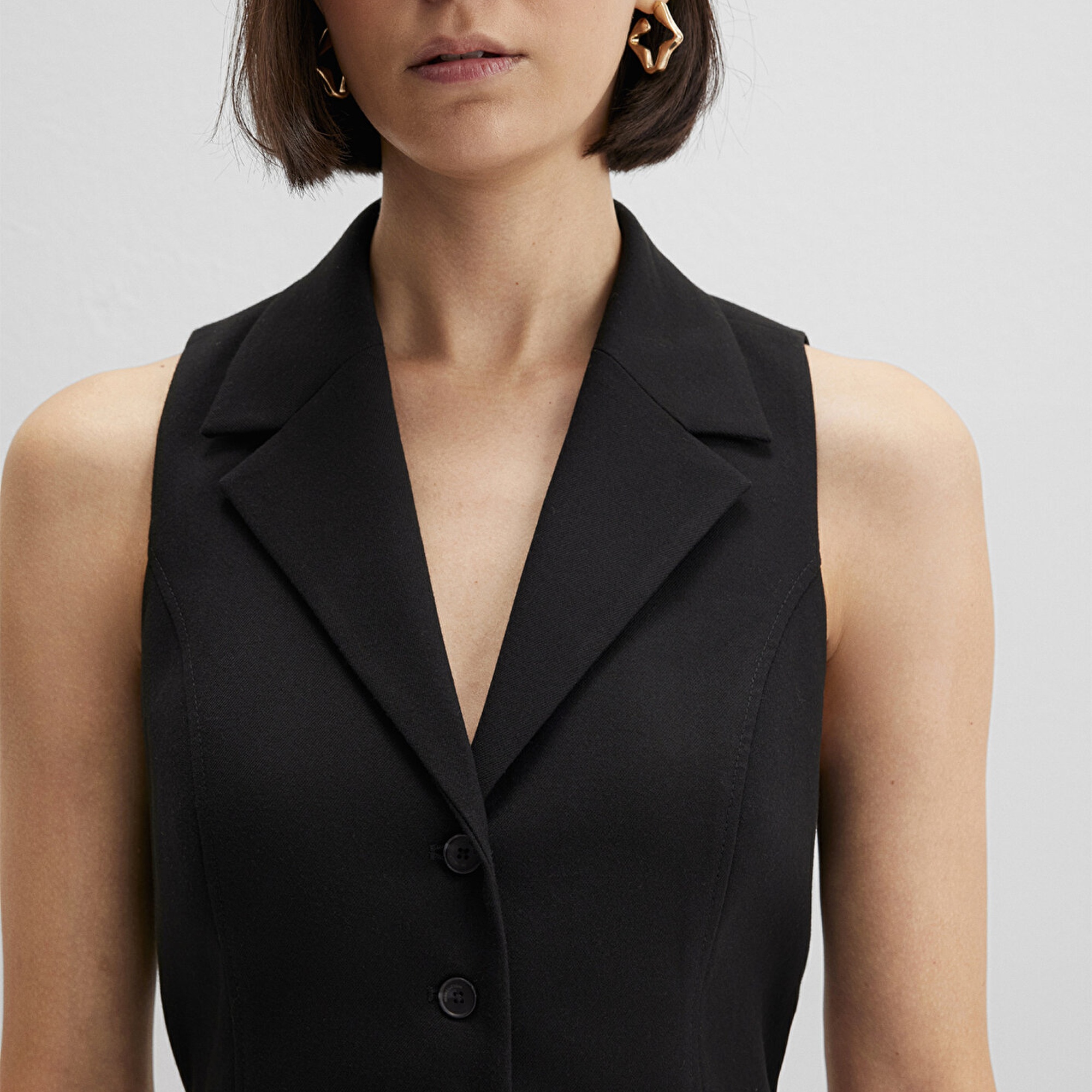 Mavi Yün Karışımlı Siyah Bluz 1211416-900