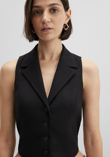  Mavi Yün Karışımlı Siyah Bluz 1211416-900