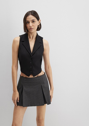  Mavi Yün Karışımlı Siyah Bluz 1211416-900