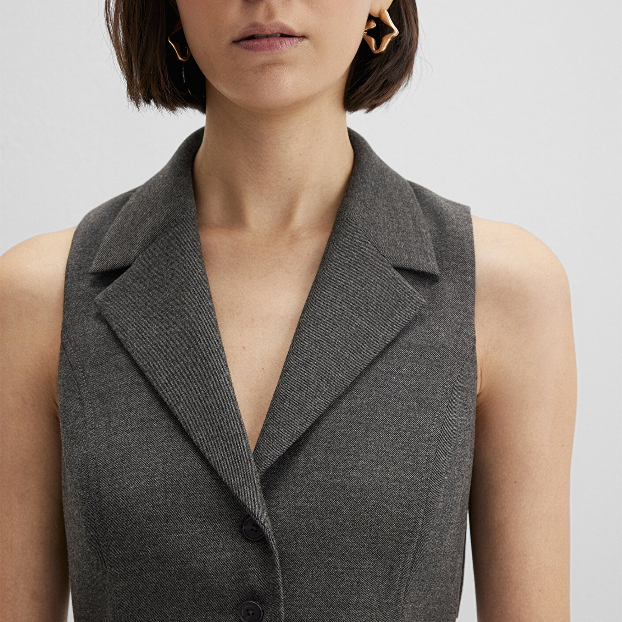 Mavi Yün Karışımlı Antrasit Bluz 1211416-80023