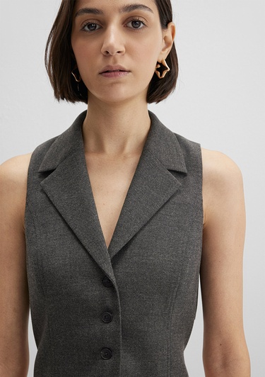  Mavi Yün Karışımlı Antrasit Bluz 1211416-80023