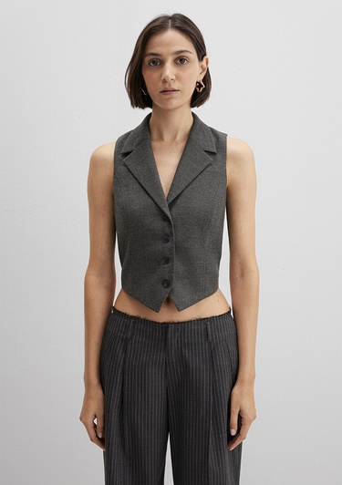  Mavi Yün Karışımlı Antrasit Bluz 1211416-80023