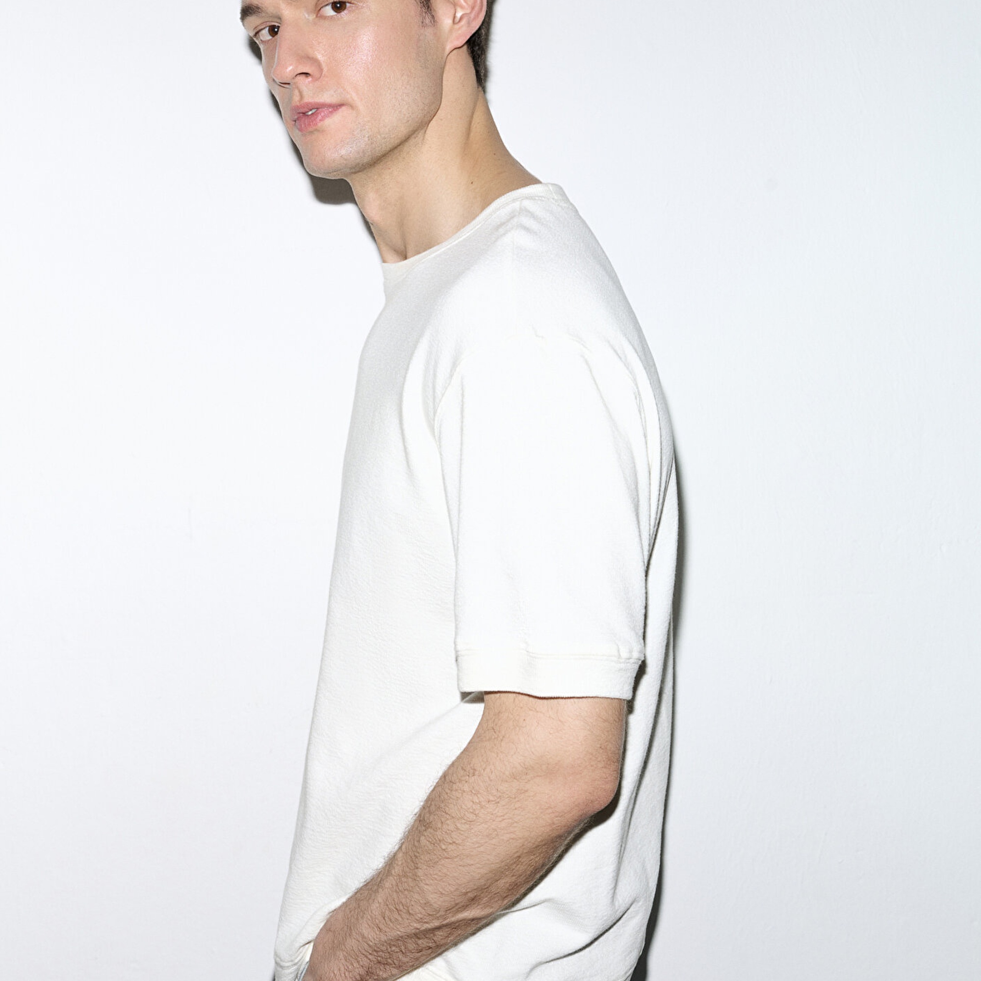 Mavi Bisiklet Yaka Ekru Tişört Loose Fit / Bol Rahat Kesim 0613161-70057