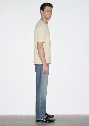  Mavi Bisiklet Yaka Bej Tişört Loose Fit / Bol Rahat Kesim 0613161-70325