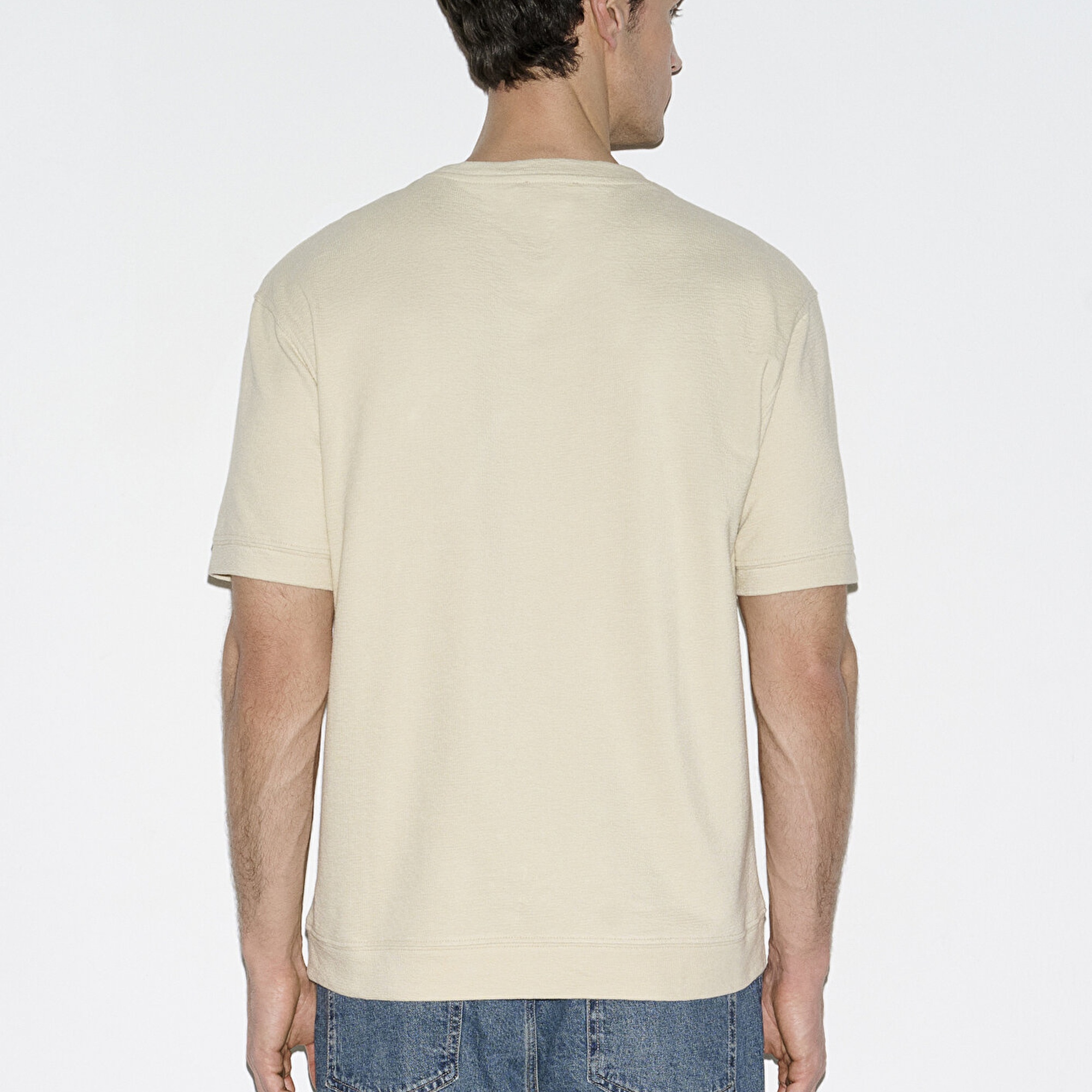 Mavi Bisiklet Yaka Bej Tişört Loose Fit / Bol Rahat Kesim 0613161-70325