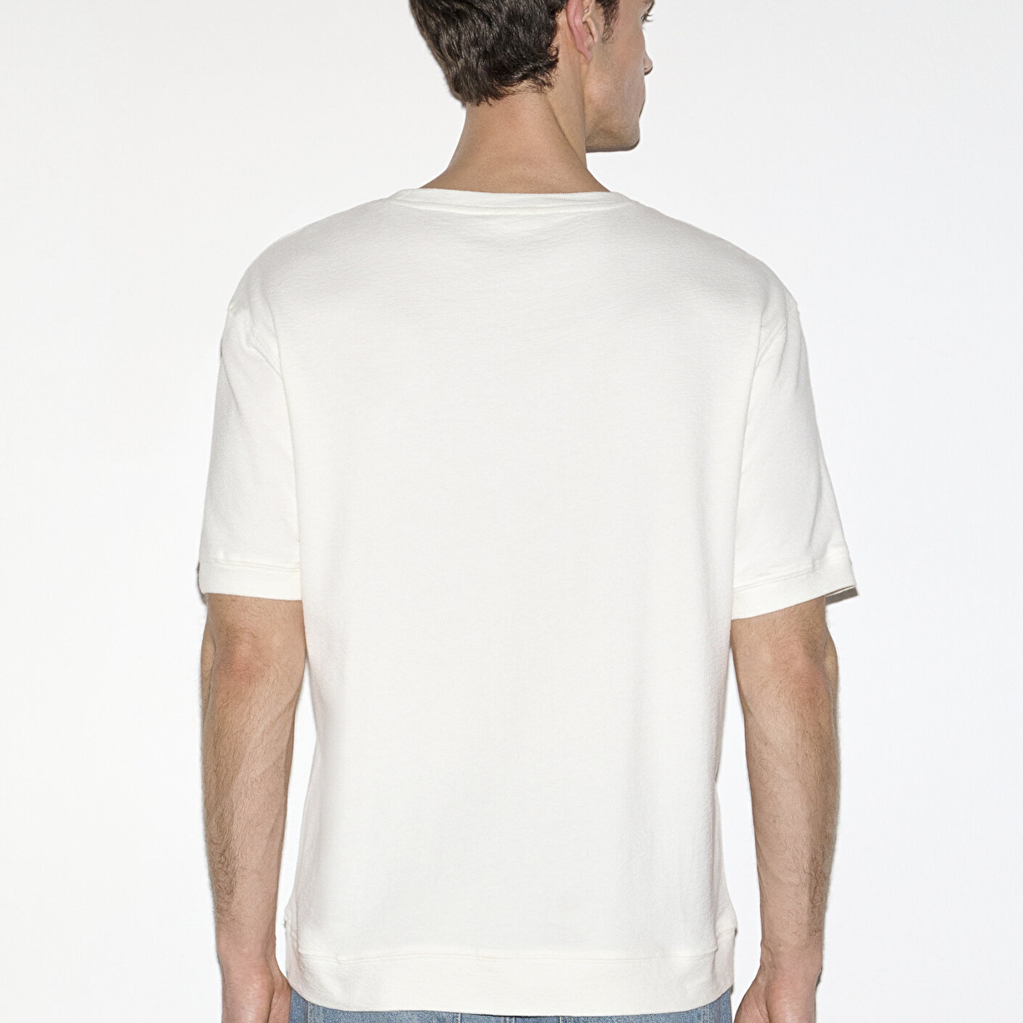 Mavi Bisiklet Yaka Ekru Tişört Loose Fit / Bol Rahat Kesim 0613161-70057