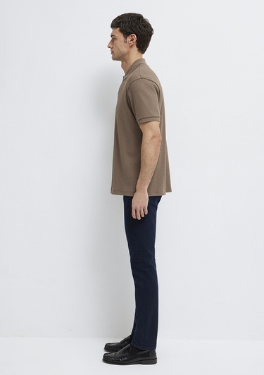  Mavi Kahverengi Polo Tişört Loose Fit / Bol Rahat Kesim 0613126-83866