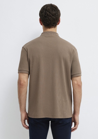  Mavi Kahverengi Polo Tişört Loose Fit / Bol Rahat Kesim 0613126-83866