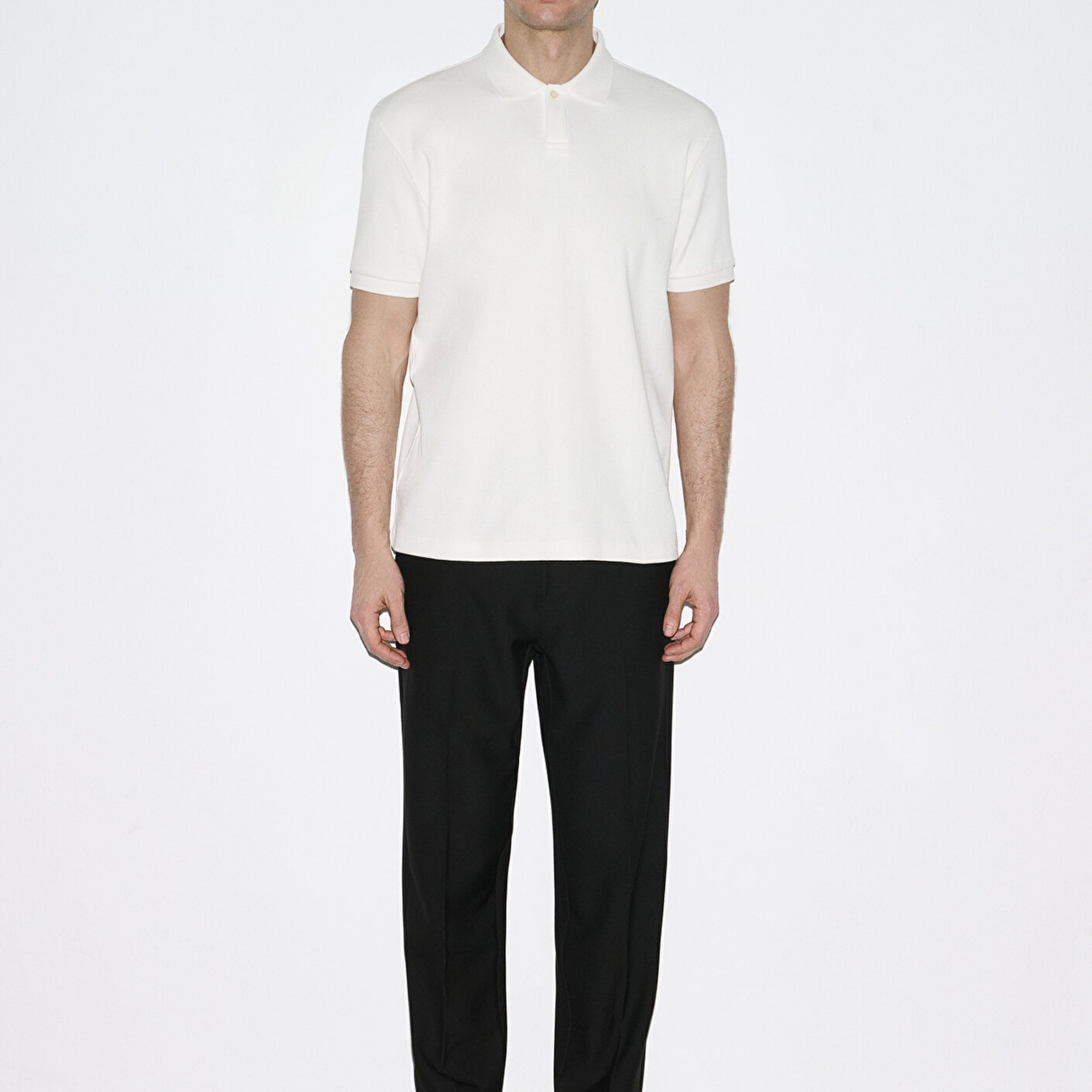 Mavi Ekru Polo Tişört Loose Fit / Bol Rahat Kesim 0613126-70057