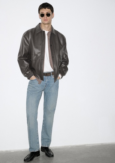  Mavi Kahverengi Suni Deri Ceket Loose Fit / Bol Rahat Kesim 0110796-70219