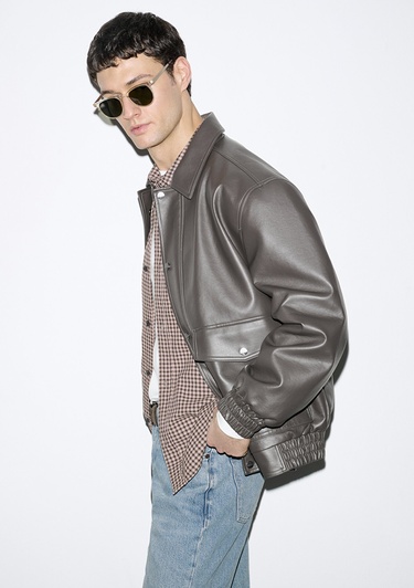  Mavi Kahverengi Suni Deri Ceket Loose Fit / Bol Rahat Kesim 0110796-70219