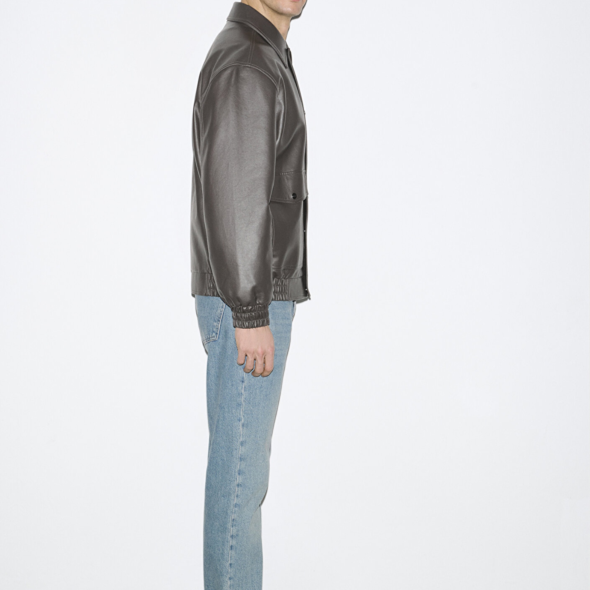 Mavi Kahverengi Suni Deri Ceket Loose Fit / Bol Rahat Kesim 0110796-70219