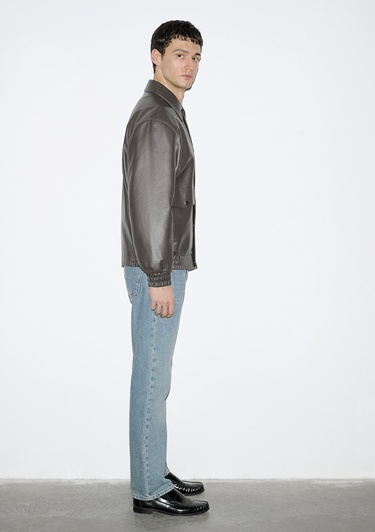  Mavi Kahverengi Suni Deri Ceket Loose Fit / Bol Rahat Kesim 0110796-70219