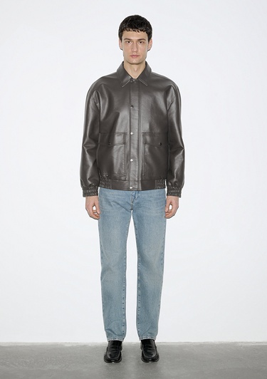  Mavi Kahverengi Suni Deri Ceket Loose Fit / Bol Rahat Kesim 0110796-70219