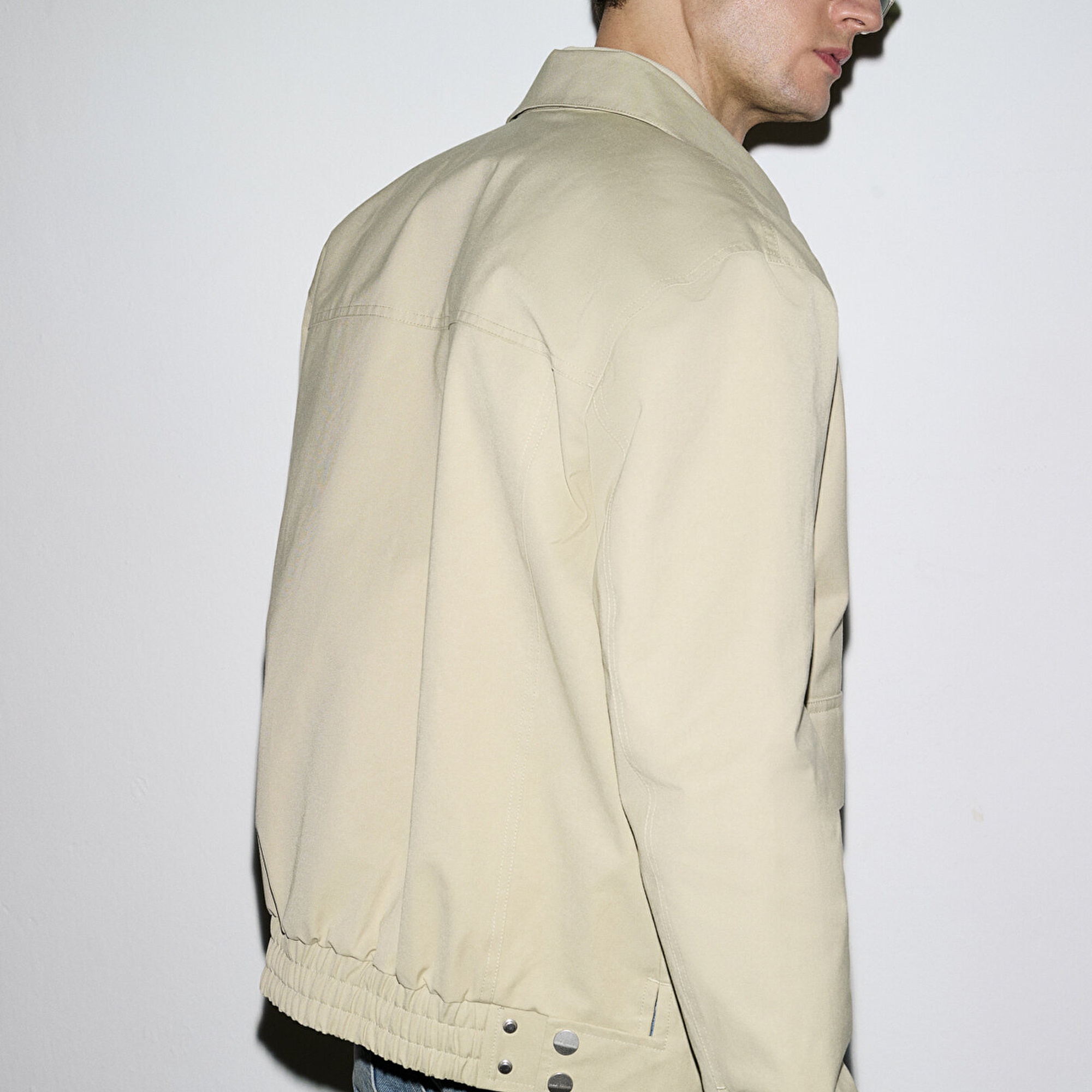 Mavi Cep Detaylı Bej Ceket Loose Fit / Bol Rahat Kesim 0110777-70186