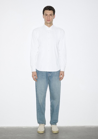  Mavi Hafif ve Esnek Beyaz Travel Gömlek Regular Fit / Normal Kesim 0211812-620