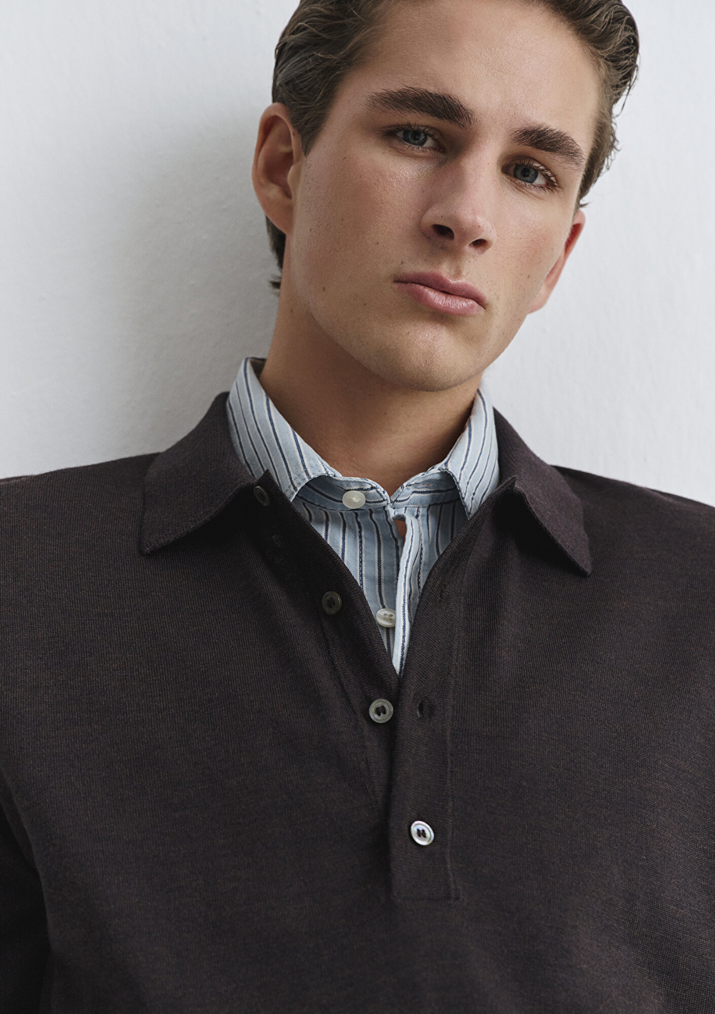  Mavi Kahverengi Yün Triko Polo 0710387-71550