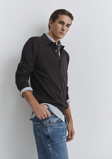  Mavi Kahverengi Yün Triko Polo 0710387-71550