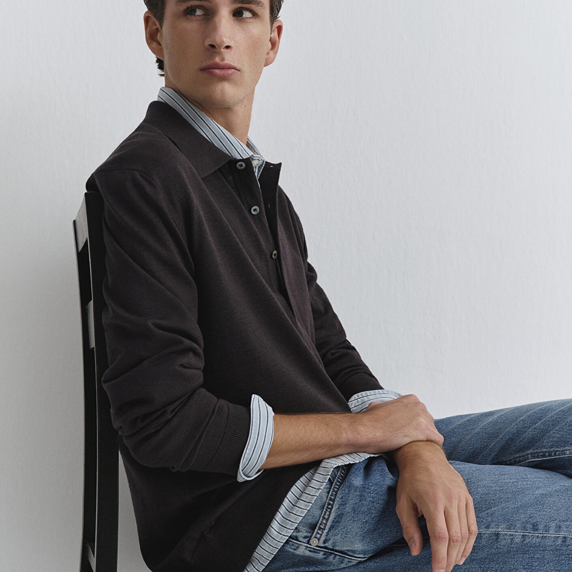 Mavi Kahverengi Yün Triko Polo 0710387-71550