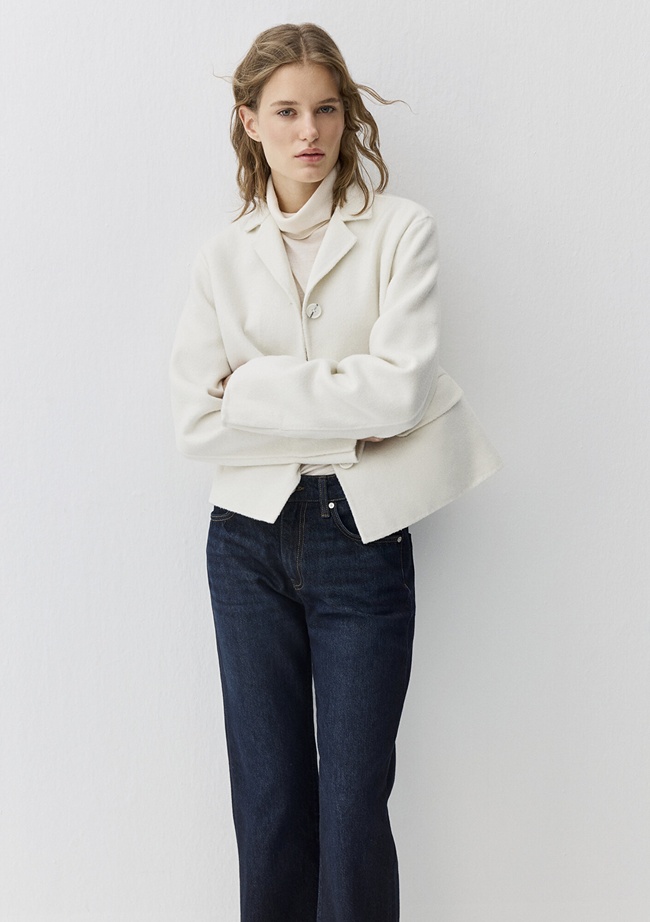  Mavi Yün Karışımlı Ekru Ceket Loose Fit / Bol Rahat Kesim 1110733-80194