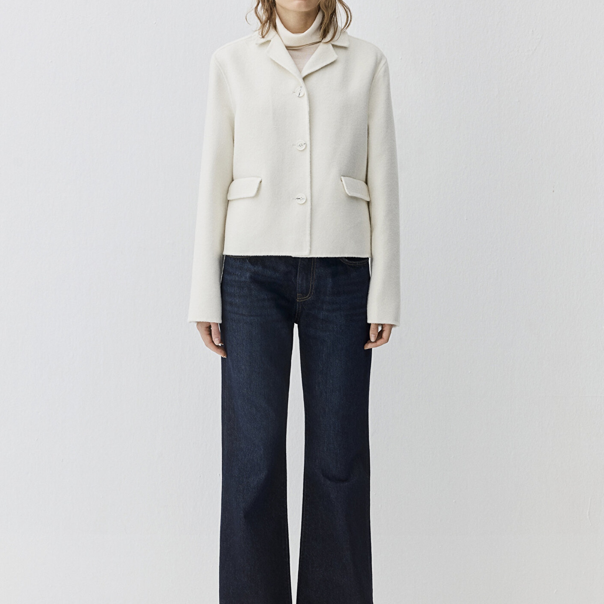 Mavi Yün Karışımlı Ekru Ceket Loose Fit / Bol Rahat Kesim 1110733-80194