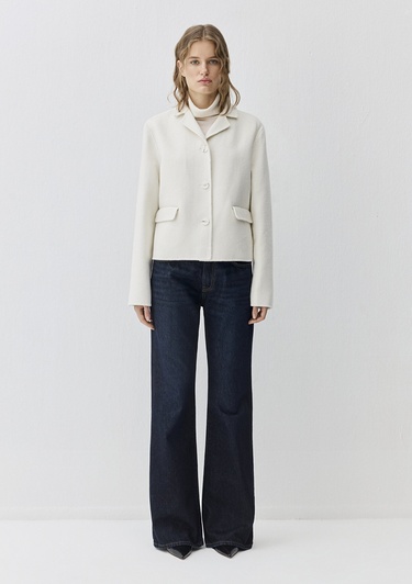  Mavi Yün Karışımlı Ekru Ceket Loose Fit / Bol Rahat Kesim 1110733-80194