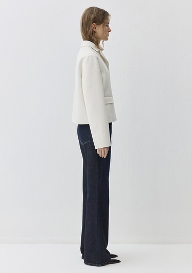  Mavi Yün Karışımlı Ekru Ceket Loose Fit / Bol Rahat Kesim 1110733-80194