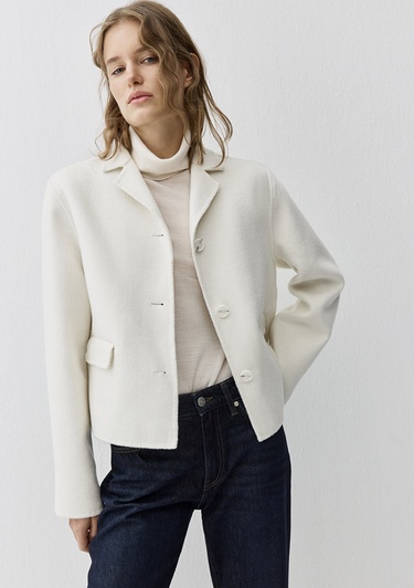 Mavi Yün Karışımlı Ekru Ceket Loose Fit / Bol Rahat Kesim 1110733-80194