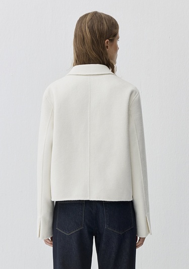  Mavi Yün Karışımlı Ekru Ceket Loose Fit / Bol Rahat Kesim 1110733-80194