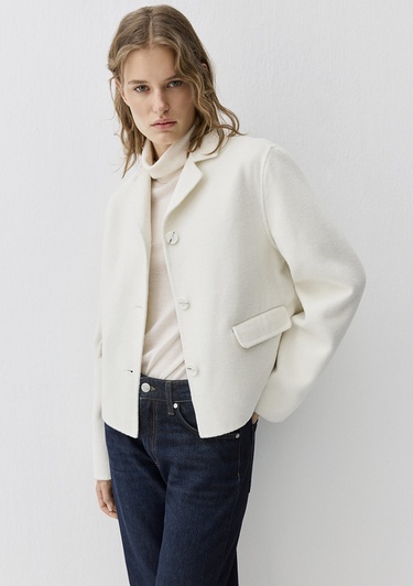  Mavi Yün Karışımlı Ekru Ceket Loose Fit / Bol Rahat Kesim 1110733-80194